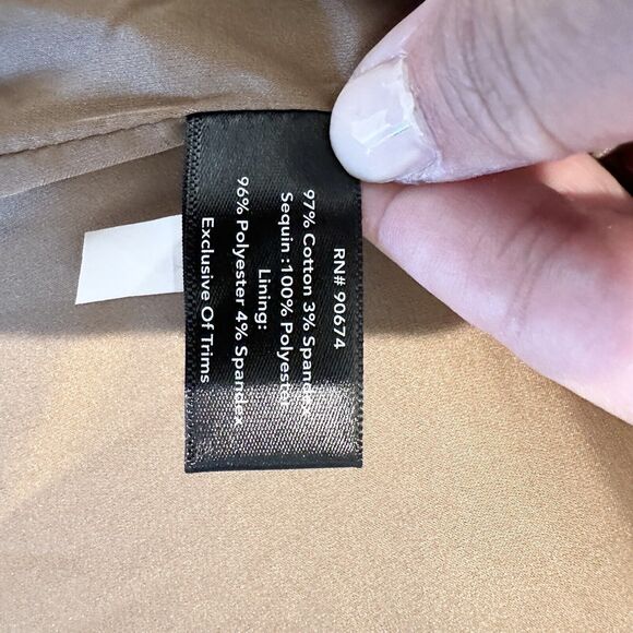 Boston Proper Jacket Women’s Large Beige Sequin Embellished Puff Sleeve Utility - Picture 14 of 16